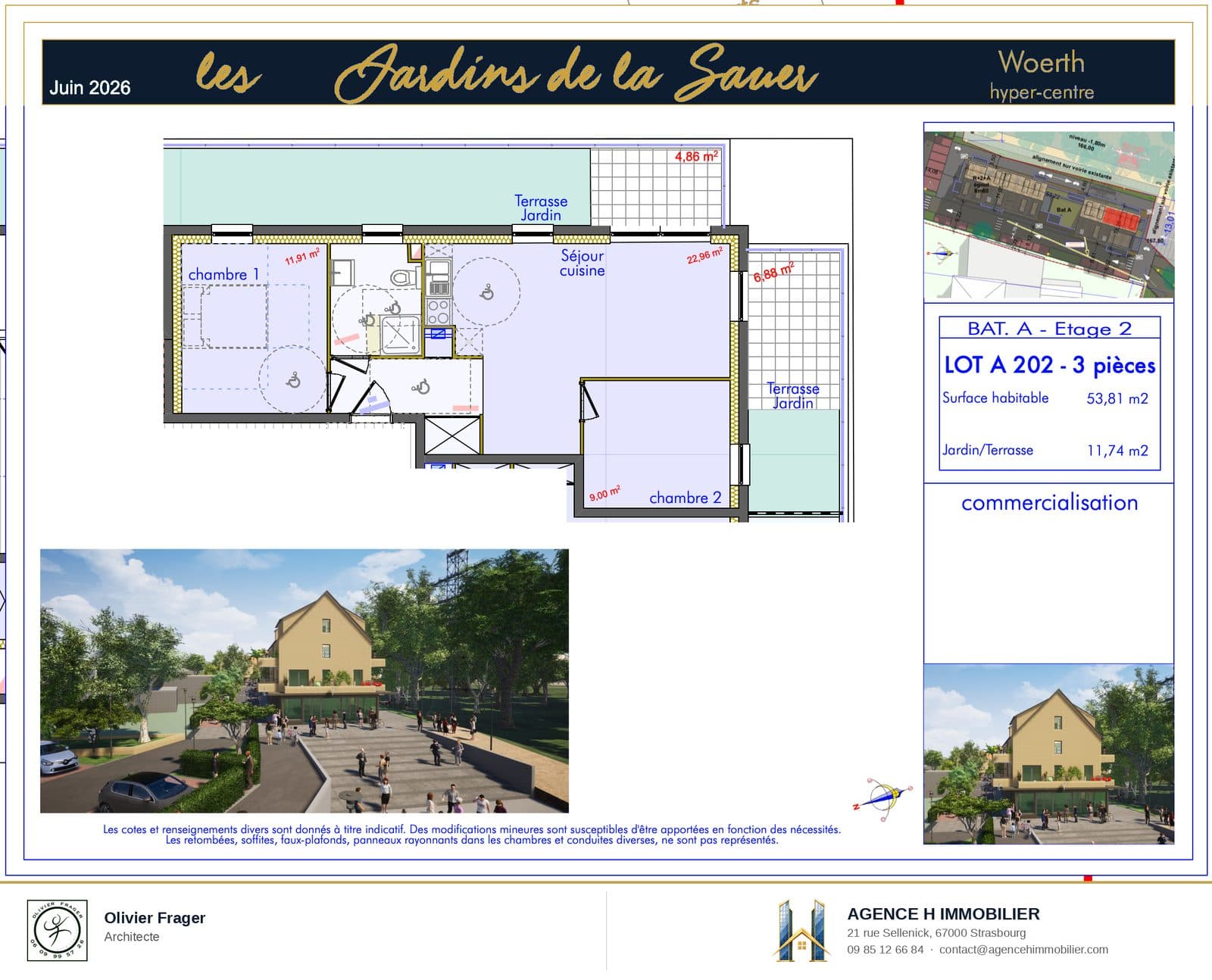 T3 neuf — Les Jardins de la Sauer, lot A202 — plan du lot A202