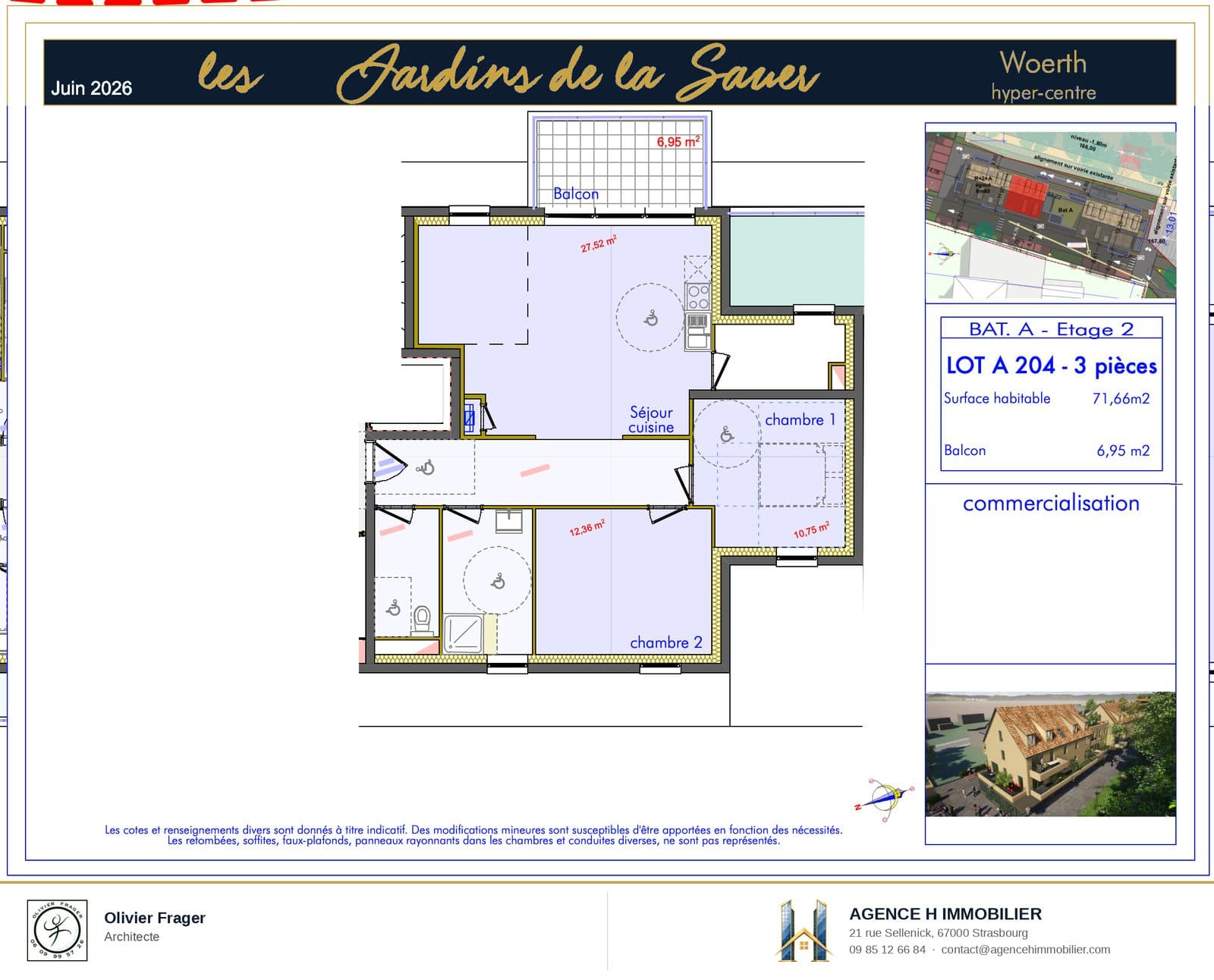 T3 neuf — Les Jardins de la Sauer, lot A204 — plan du lot A204