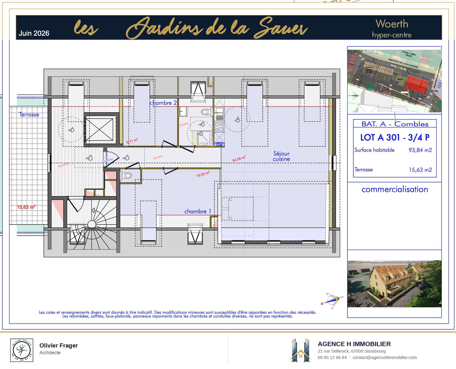 T4 neuf — Les Jardins de la Sauer, lot A301 — plan du lot A301