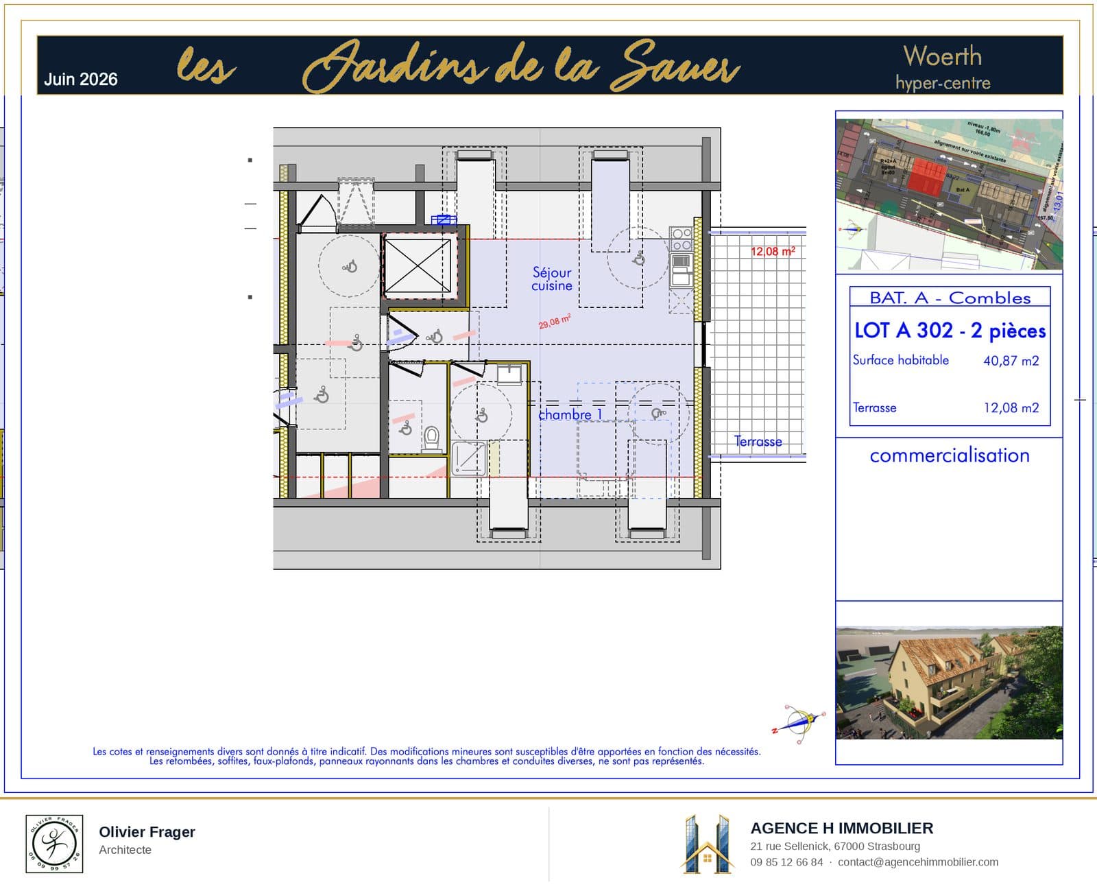 T2 neuf — Les Jardins de la Sauer, lot A302 — plan du lot A302